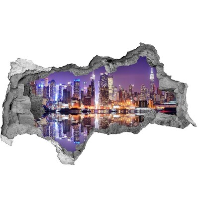 Autocolant de perete gaură 3D New York-ul noaptea