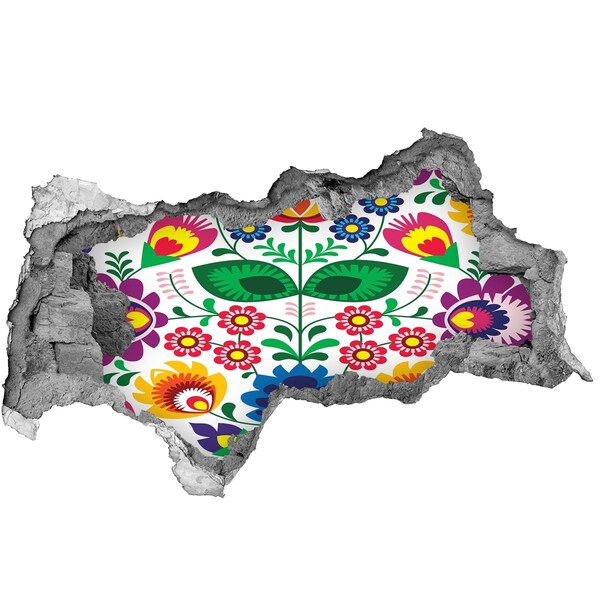 Fototapet un zid spart cu priveliște Model floral pe un fundal de beton