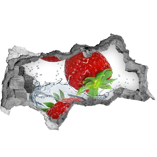 Autocolant 3D gaura cu priveliște Căpșuni suculente într-o explozie de apă
