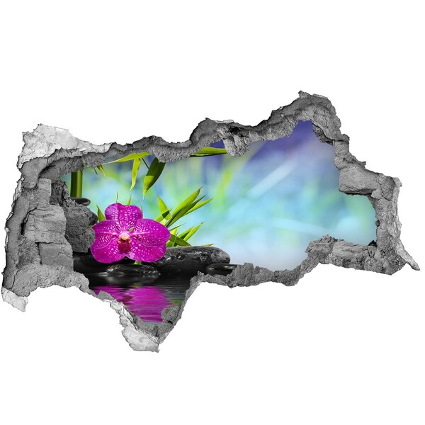 Autocolant un zid spart cu priveliște O oază de liniște cu o orhidee