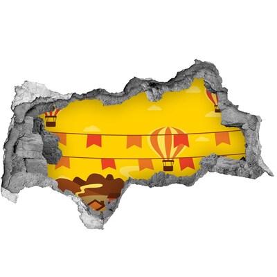 Autocolant 3D gaura cu priveliște Peisaj cu baloane în munți
