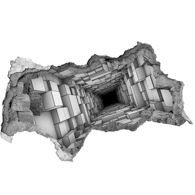 Autocolant de perete gaură 3D Tunel cu cuburi