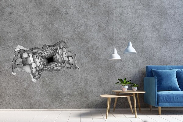 Autocolant de perete gaură 3D Interiorul labirintului cub