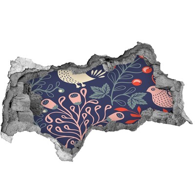 Autocolant 3D gaura cu priveliște Model floral cu bufnițe