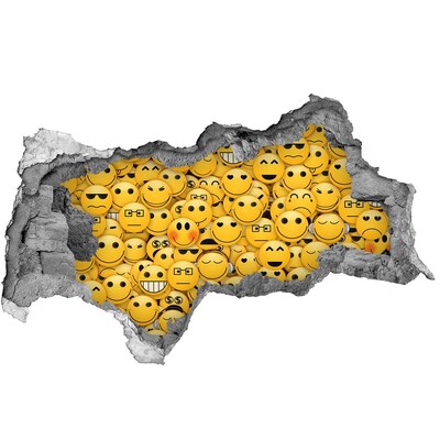 Fototapet 3D gaură în perete Emoji-uri zâmbitoare într-o gaură în perete