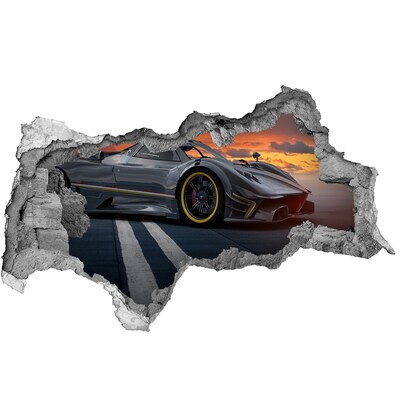 Autocolant de perete gaură 3D O mașină de curse pe pistă