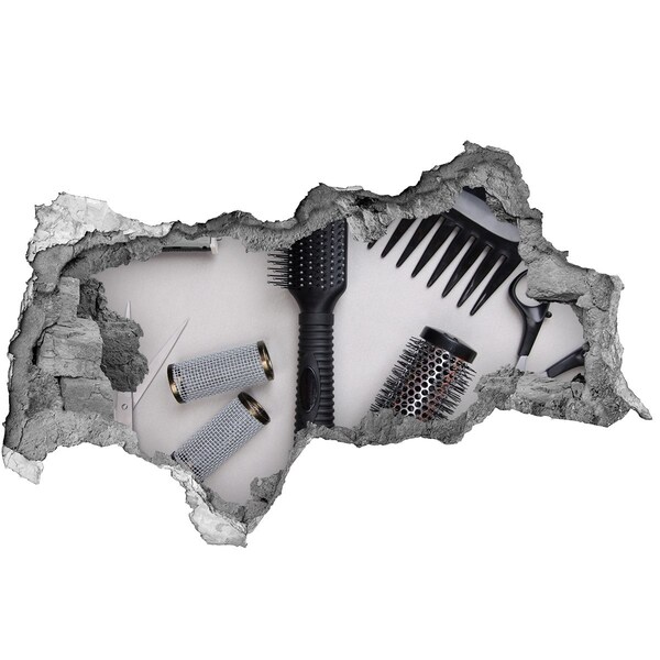 Fototapet 3D gaură în perete Accesorii de coafură într-o gaură în perete