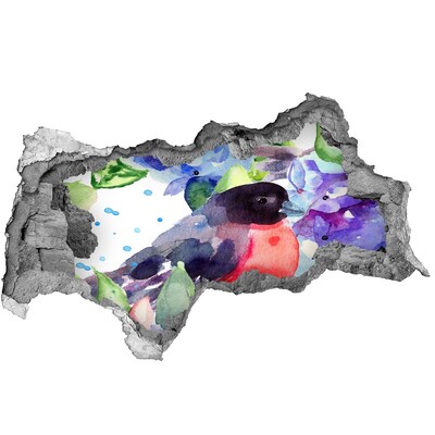 Autocolant un zid spart cu priveliște O pasăre într-o compoziție colorată
