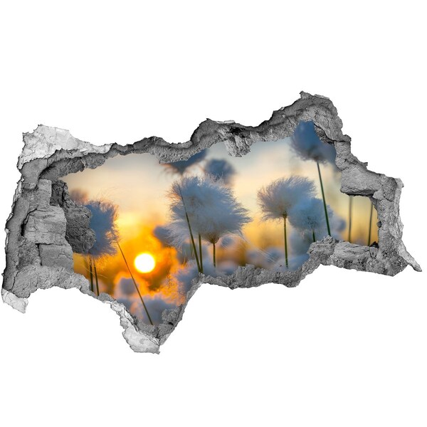 Autocolant 3D gaura cu priveliște Flori la apus