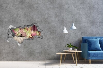 Autocolant un zid spart cu priveliște Un colț de flori în grădină