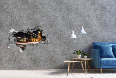 Autocolant de perete gaură 3D Repere din Londra noaptea