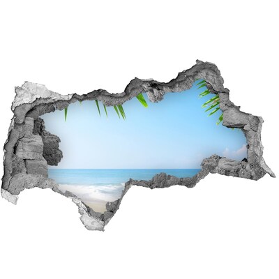 Fototapet 3D gaură în perete plaja tropicala