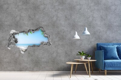 Fototapet 3D gaură în perete plaja tropicala