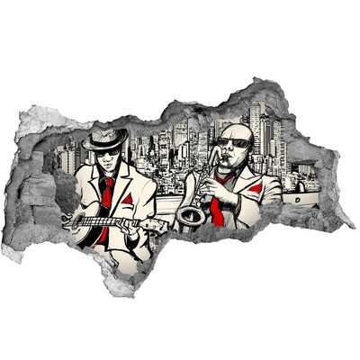 Autocolant de perete gaură 3D Scena jazzului din oraș