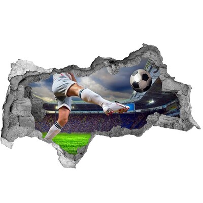 Autocolant gaură 3D Acțiune de fotbal într-o atmosferă de stadion