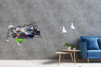 Autocolant gaură 3D Acțiune de fotbal într-o atmosferă de stadion