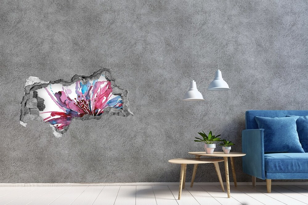 Fototapet 3D gaură în perete floare abstract