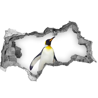 Fototapet un zid spart cu priveliște Pinguin într-o gaură în perete