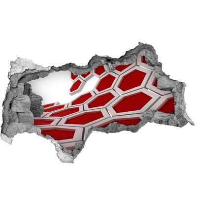 Autocolant 3D gaura cu priveliște Labirint roșu în beton