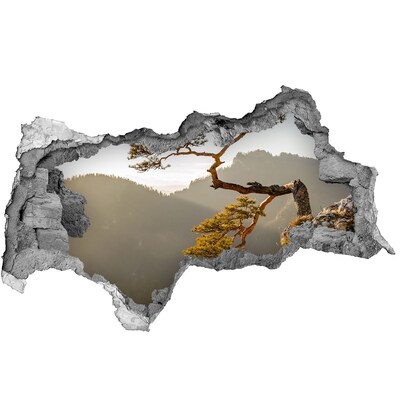 Autocolant autoadeziv gaură Peisaj montan cu un copac