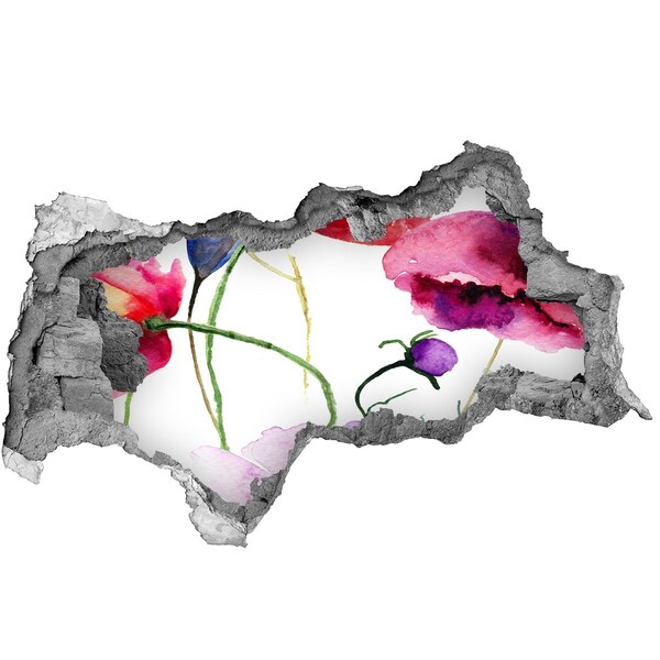 Autocolant un zid spart cu priveliște Peisaj floral printr-o gaură în perete