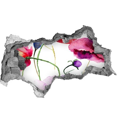 Autocolant un zid spart cu priveliște Peisaj floral printr-o gaură în perete