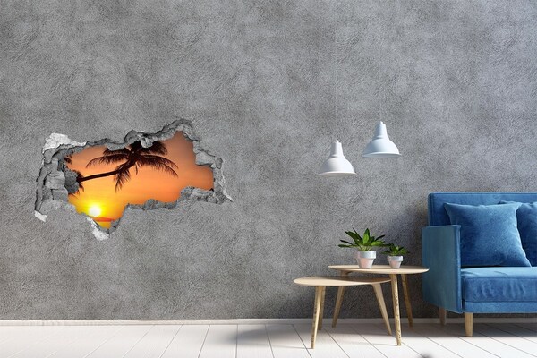 Autocolant 3D gaura cu priveliște Apus de soare pe o plajă tropicală