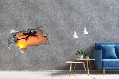 Autocolant 3D gaura cu priveliște Apus de soare pe o plajă tropicală