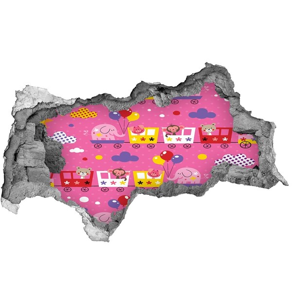Autocolant un zid spart cu priveliște Tren colorat cu baloane