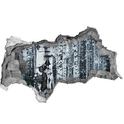 Fototapet 3D gaură în perete Pădure de mesteacăn de iarnă