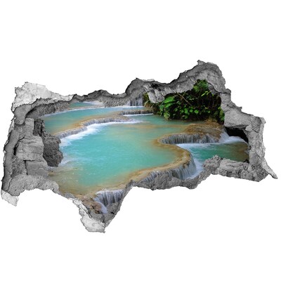 Autocolant 3D gaura cu priveliște Cascade într-un paradis tropical