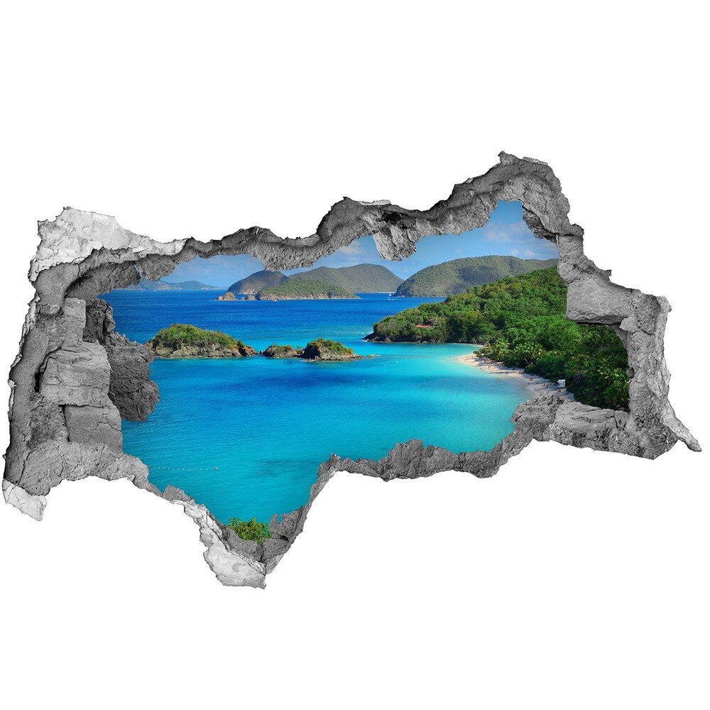 Autocolant de perete gaură 3D Insulele Virgine