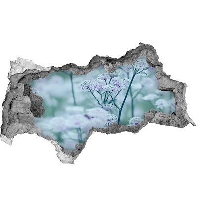 Fototapet 3D gaură în perete Flori printre zidul ruinat