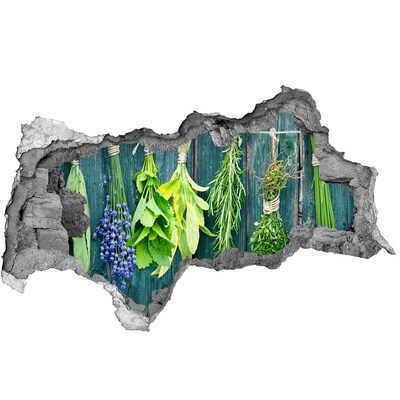 Autocolant un zid spart cu priveliște Grădina de plante aromatice din bucătărie