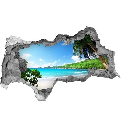 Fototapet un zid spart cu priveliște plaja Seychelles