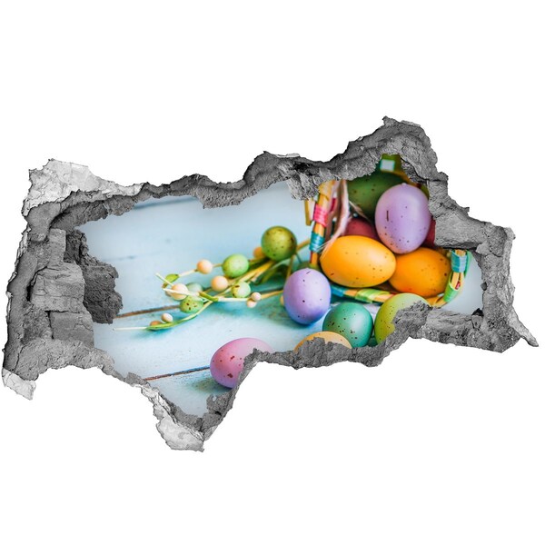 Fototapet un zid spart cu priveliște Ouă de Paște în gaură
