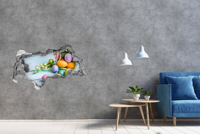 Fototapet un zid spart cu priveliște Ouă de Paște în gaură