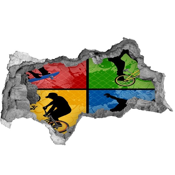 Autocolant 3D gaura cu priveliște Skateboarding în acțiune