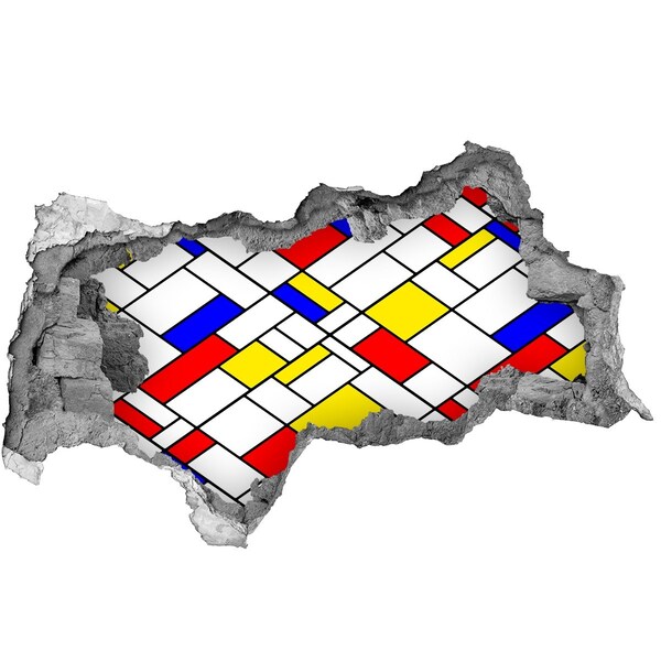 Autocolant de perete gaură 3D Model abstract în stilul lui Mondrian