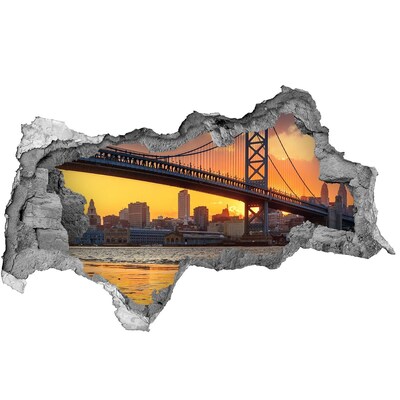 Fototapet 3D gaură în perete Podul Philadelphia