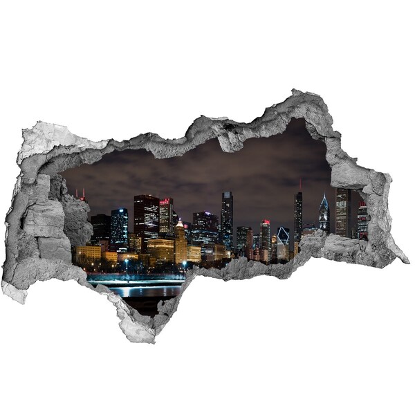 Autocolant 3D gaura cu priveliște Panoramă nocturnă a orașului