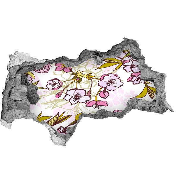 Fototapet 3D gaură în perete Un paradis al florilor în spatele zidului