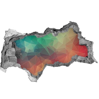 Autocolant un zid spart cu priveliște Geometrie colorată într-o gaură din perete