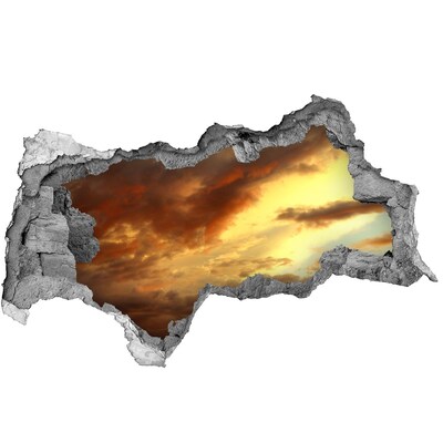 Autocolant 3D gaura cu priveliște Apus de soare printr-o gaură în perete