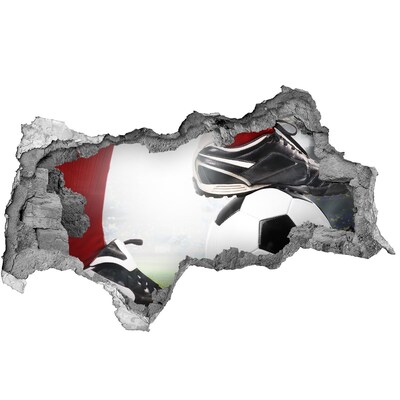 Autocolant de perete gaură 3D Pasiunea pentru fotbal dincolo de ziduri