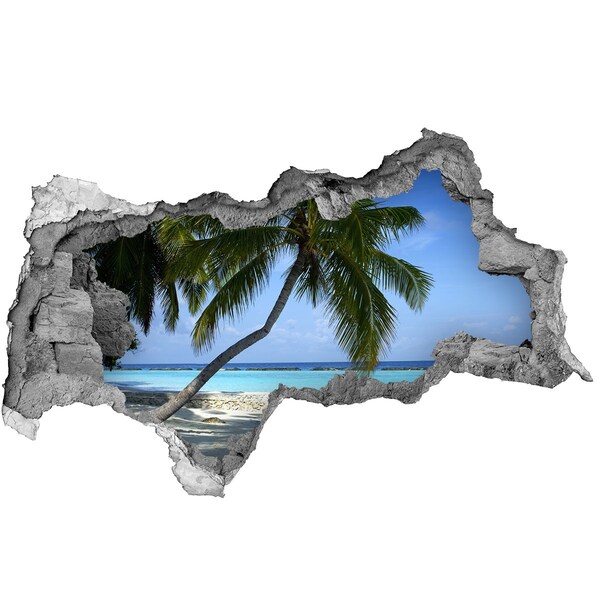 Autocolant gaură 3D plaja tropicala