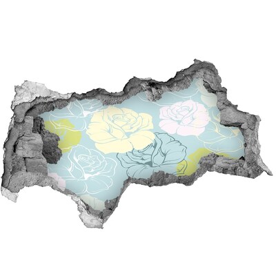 Fototapet un zid spart cu priveliște Mural floral cu gaură în perete