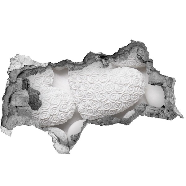 Fototapet un zid spart cu priveliște Trandafiri albi într-o gaură în perete