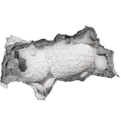 Fototapet un zid spart cu priveliște Trandafiri albi într-o gaură în perete