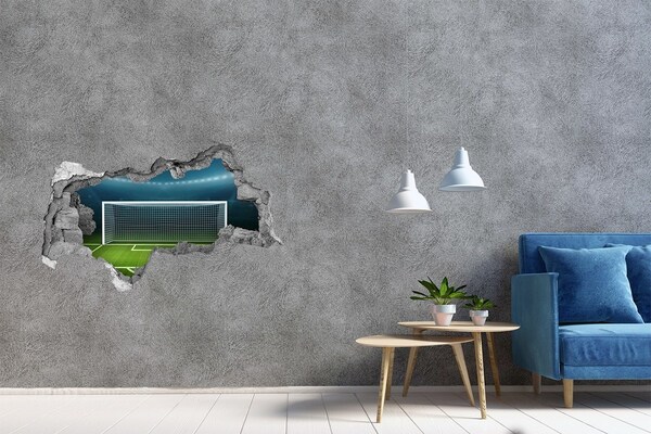 Autocolant de perete gaură 3D Stadionul de fotbal din spatele găurii din perete